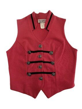 ECRU Vintage Vest Women Size M Red Black Trim Military Styles Made in USA